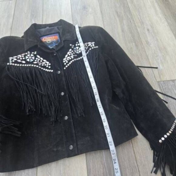 Cripple Creek vintage cowgirl jacket black with studs and tassels large htf - Picture 8 of 15